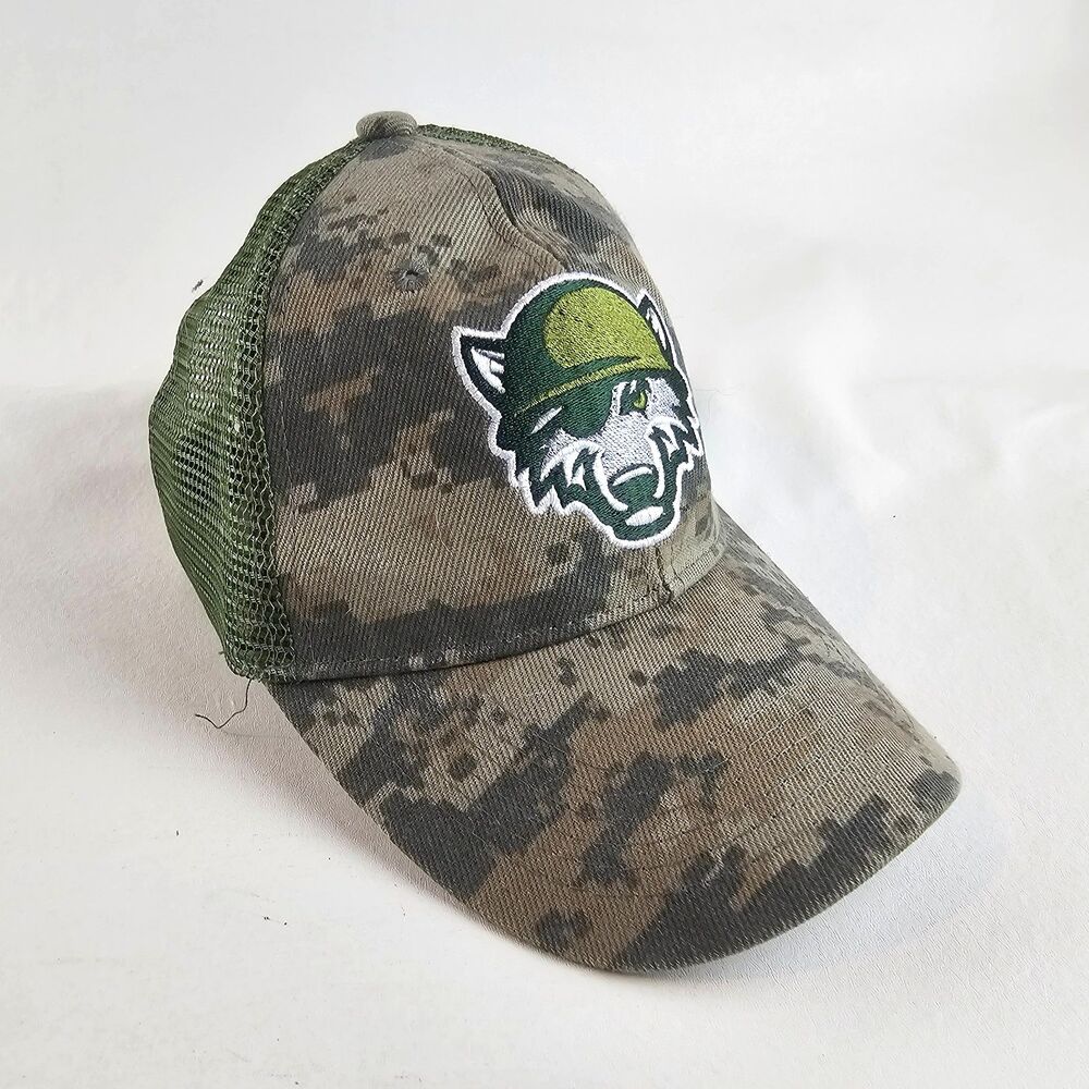 Erie SeaWolves Trucker Hat Adjustable Camo Green Mesh Snapback Cap MiLB